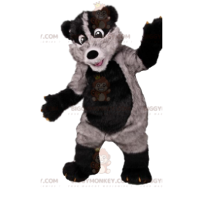 Super fun black and gray bear BIGGYMONKEY™ mascot costume. bear