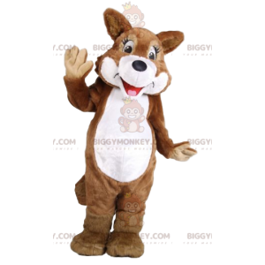 Costume da mascotte BIGGYMONKEY™ lupo bianco e marrone. costume