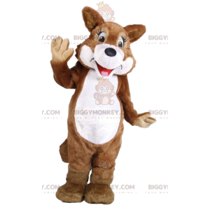 Disfraz de mascota BIGGYMONKEY™ de lobo marrón y blanco.
