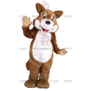 Costume de mascotte BIGGYMONKEY™ de louve marron et blanche.