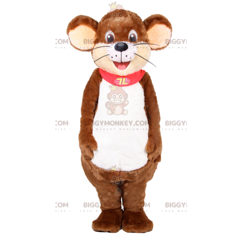 Bruine muis BIGGYMONKEY™ mascottekostuum met rode cape -