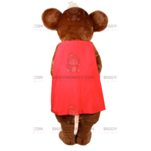 Brown Mouse BIGGYMONKEY™ Mascot Costume with Red Cape –