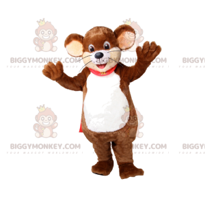Brown Mouse BIGGYMONKEY™ Mascot Costume with Red Cape –