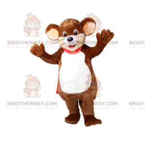 Bruine muis BIGGYMONKEY™ mascottekostuum met rode cape -