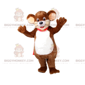 Brown Mouse BIGGYMONKEY™ Mascot Costume with Red Cape –