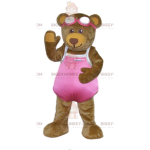 BIGGYMONKEY™ μασκότ Κοστούμι καφέ αρκούδα με ροζ μαγιό -