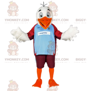 Traje de mascote de águia branca BIGGYMONKEY™ em roupas