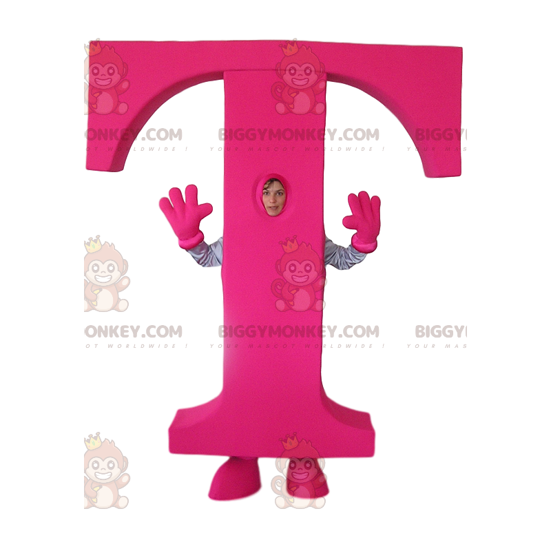 Στολή μασκότ Fushia Letter T BIGGYMONKEY™ - Biggymonkey.com