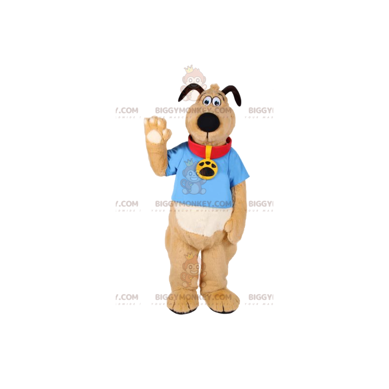 Costume da mascotte cane BIGGYMONKEY™ con colletto rosso e