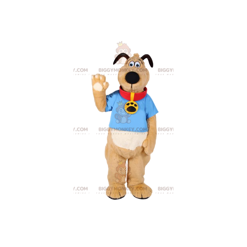 Fato de mascote Dog BIGGYMONKEY™ com gola vermelha e camisola