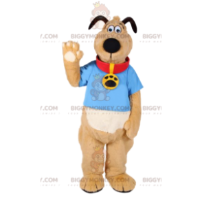 Dog BIGGYMONKEY™ mascot costume with red collar and blue