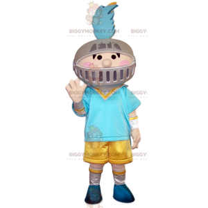 Little boy BIGGYMONKEY™ mascot costume with knight helmet. –