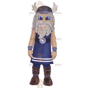 Traje de mascote azul Viking Warrior BIGGYMONKEY™. traje de