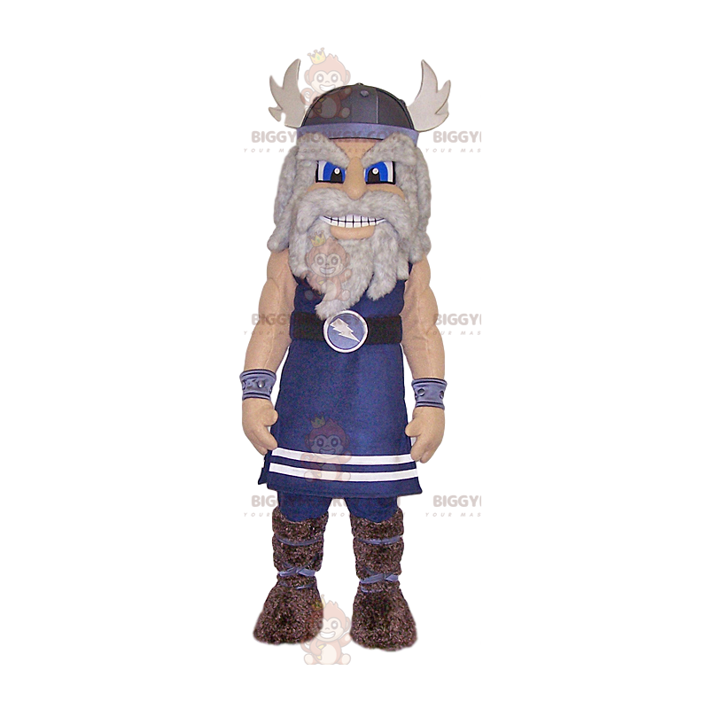 Traje de mascote azul Viking Warrior BIGGYMONKEY™. traje de