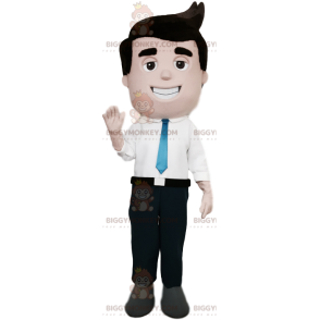 Businessman BIGGYMONKEY™ mascot costume with blue tie. –