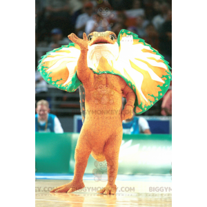 Costume mascotte BIGGYMONKEY™ dinosauro arancione verde e