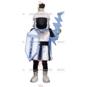 Traje de mascote BIGGYMONKEY™ Guerreiro preto e branco com