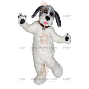Costume de mascotte BIGGYMONKEY™ de chien blanc avec un beau