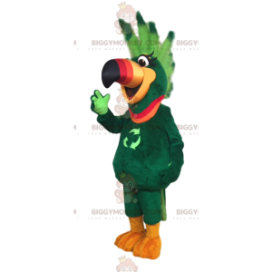 BIGGYMONKEY™ maskotkostume grøn papegøje med neongrøn crest -