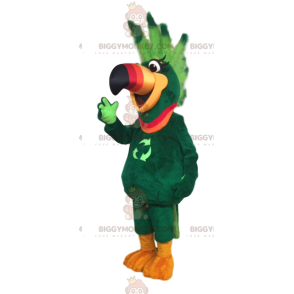 BIGGYMONKEY™ Mascot Costume Green Parrot with Neon Green Crest
