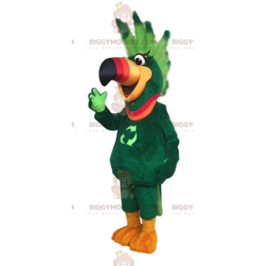 Disfraz de mascota BIGGYMONKEY™ Loro verde con cresta verde