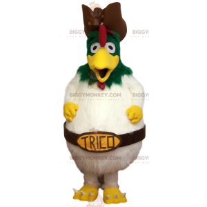 Traje de mascote Big White Chicken BIGGYMONKEY™. fantasia de