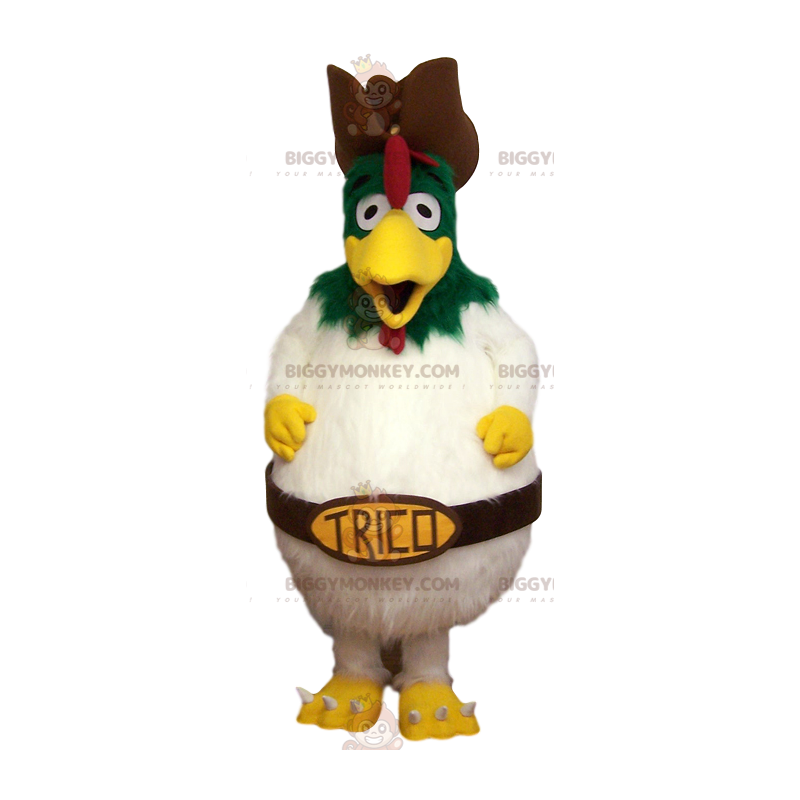 Stor vit kyckling BIGGYMONKEY™ maskotdräkt. kyckling kostym -