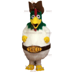 Costume de mascotte BIGGYMONKEY™ de gros poulet blanc. Costume