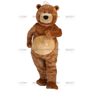 Costume de mascotte BIGGYMONKEY™ d'ours marron très souriant.