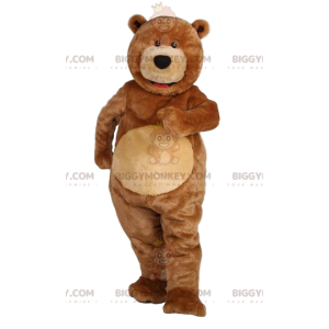 Hyvin hymyilevä ruskea karhu BIGGYMONKEY™ maskottiasu. karhun