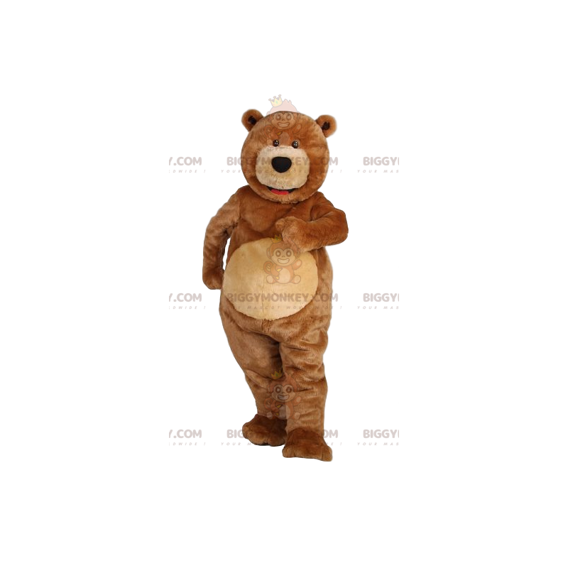 Costume de mascotte BIGGYMONKEY™ d'ours marron très souriant.