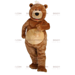 Costume de mascotte BIGGYMONKEY™ d'ours marron très souriant.