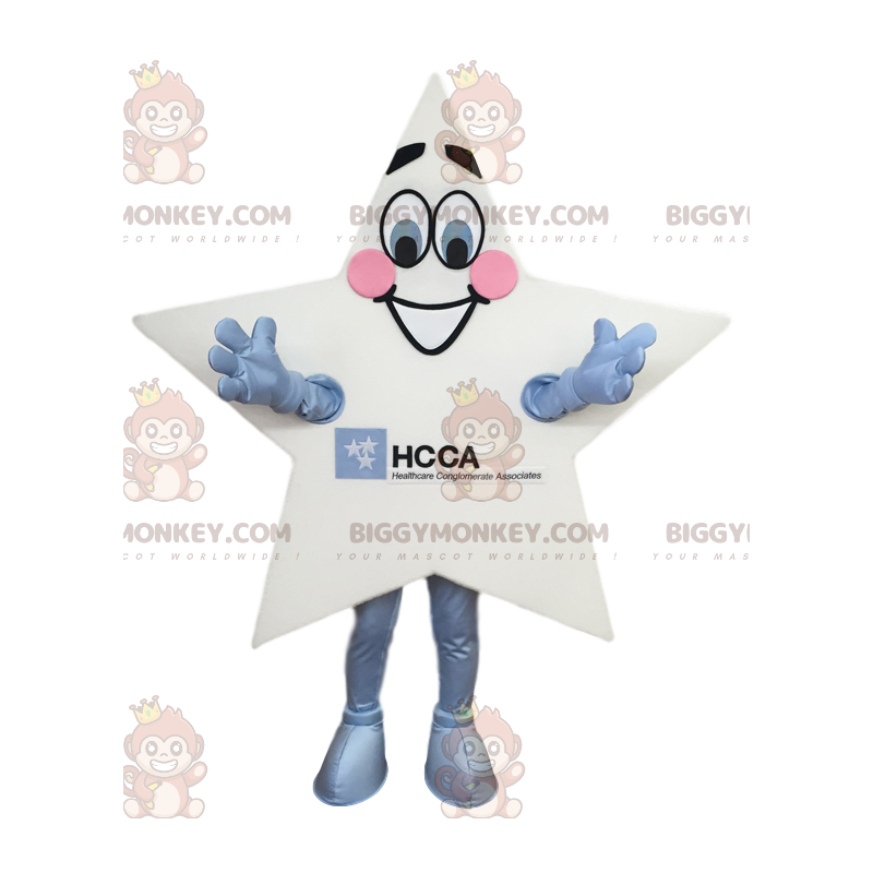 Traje da mascote White Star BIGGYMONKEY™. Fantasia de Estrela