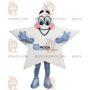 Traje da mascote White Star BIGGYMONKEY™. Fantasia de Estrela