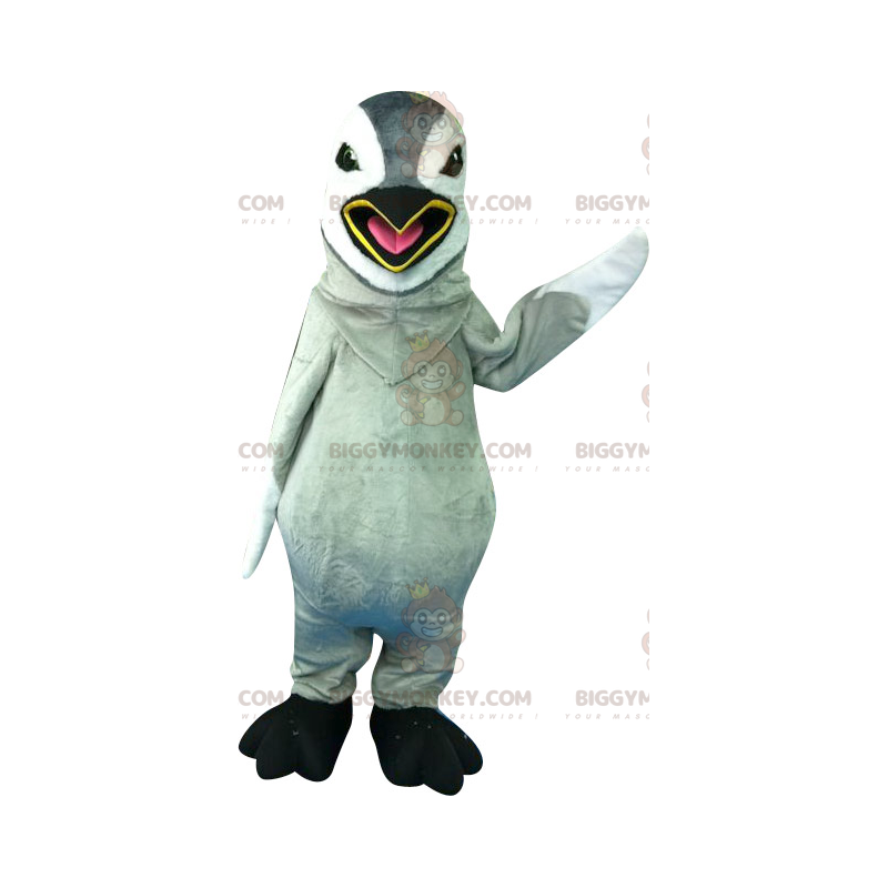 Disfraz de mascota pingüino gigante gris y blanco BIGGYMONKEY™
