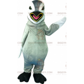 Costume da mascotte gigante grigio e pinguino bianco