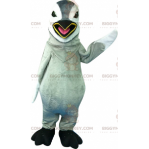 Costume de mascotte BIGGYMONKEY™ de pingouin gris et blanc