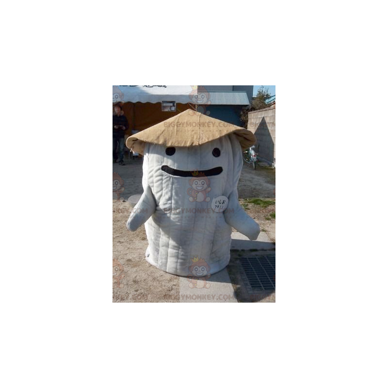 Kostium maskotka uśmiechnięta biało-brązowa chata BIGGYMONKEY™