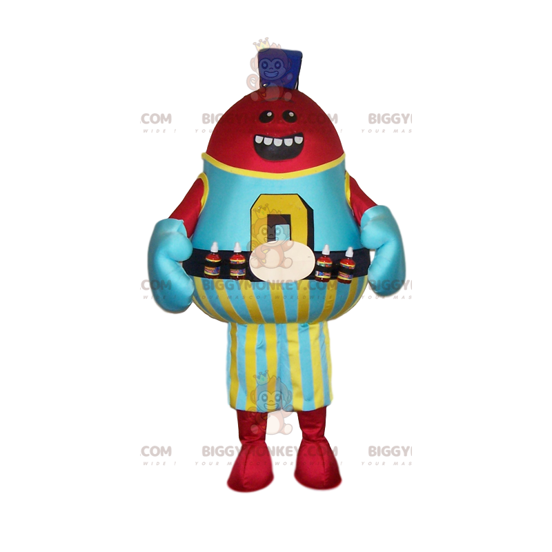 Traje de mascote BIGGYMONKEY™ de garrafa de suco gorda super