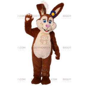 Costume mascotte BIGGYMONKEY™ coniglio marrone e crema. costume