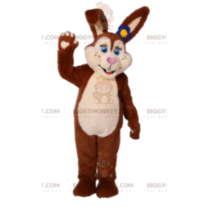 Brun och krämfärgad kanin BIGGYMONKEY™ maskotdräkt. kanin
