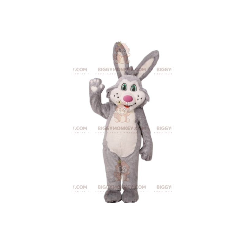 Kostium maskotki szaro-biały królik BIGGYMONKEY™. kostium