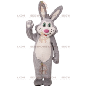 Gray and White Rabbit BIGGYMONKEY™ Mascot Costume. bunny