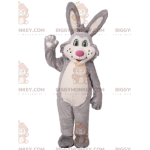 Kostým maskota šedobílého králíka BIGGYMONKEY™. kostým zajíčka