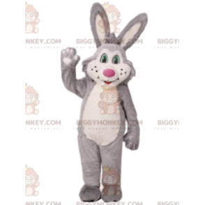 Traje de mascote de coelho cinza e branco BIGGYMONKEY™.