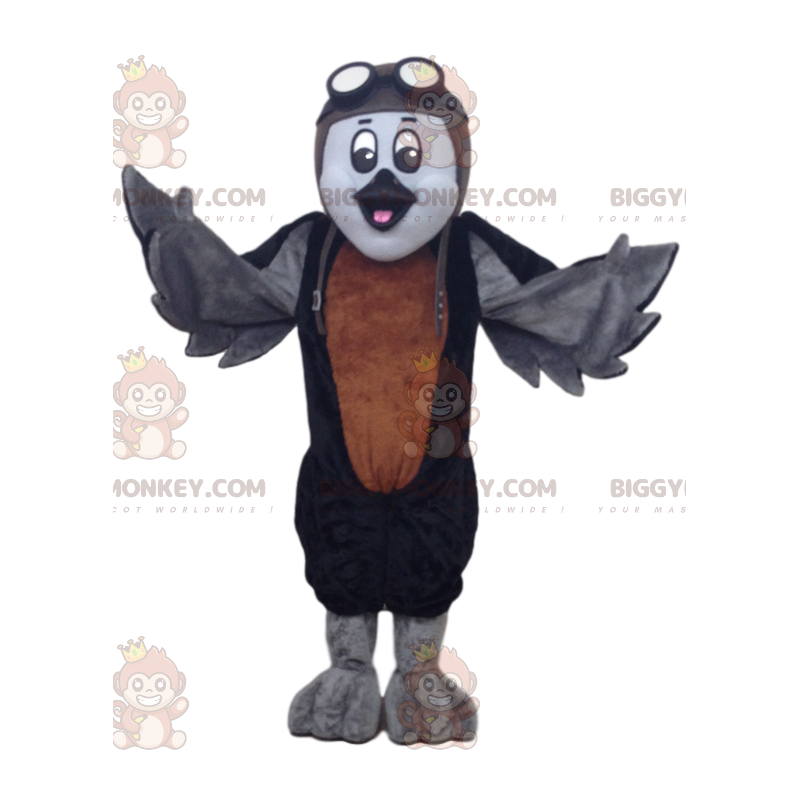 Traje de mascote BIGGYMONKEY™ de pombo-correio cinza. Fantasia