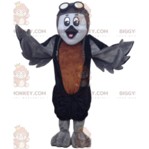 Traje de mascote BIGGYMONKEY™ de pombo-correio cinza. Fantasia