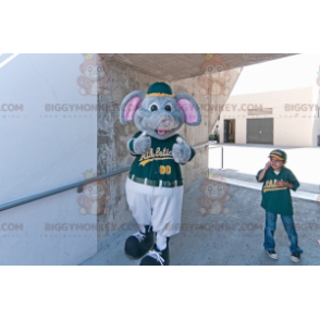 BIGGYMONKEY™ Mascot Costume Gray Elephant Gray Mouse In Green