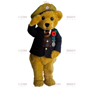 Traje de mascote de urso BIGGYMONKEY™ em traje de oficial.