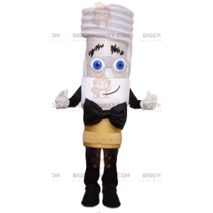 BIGGYMONKEY™ Mascot Costume White Man With Big Black Bow Tie –